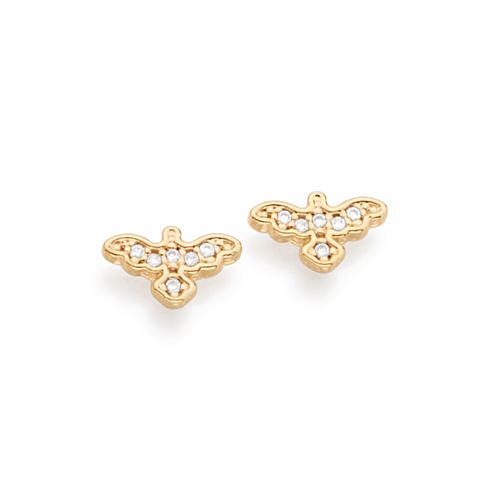 BRINCO BANHADO A OURO 18K ESPÍRITO SANTO COM ZIRCÔNIAS