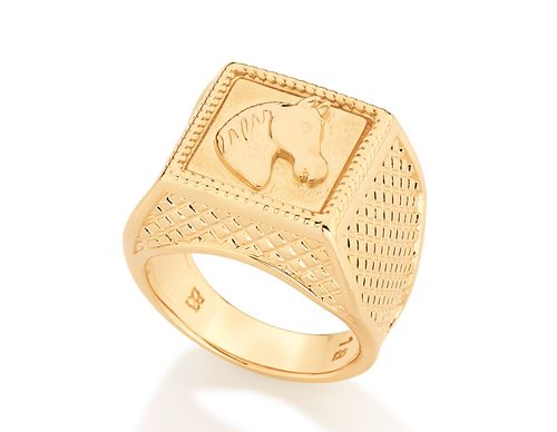 ANEL BANHADO A OURO 18K CAVALO