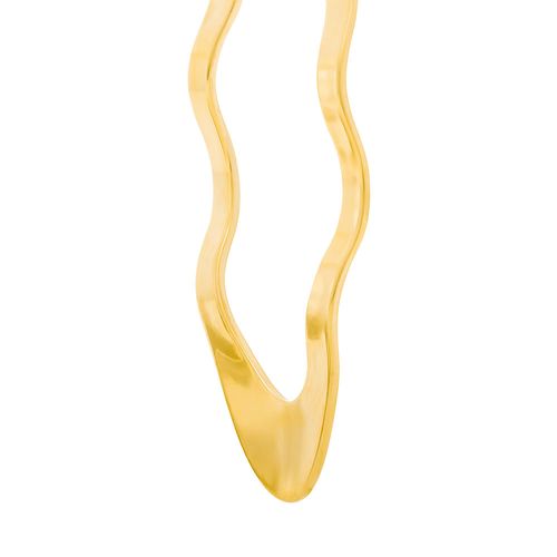 BRINCO ARGOLA OVAL ONDULADA BANHADO A OURO 18K