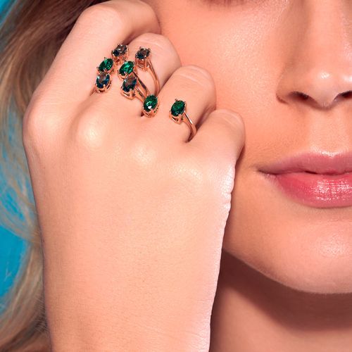 ANEL AJUSTÁVEL BANHADO A OURO 18K COM CRISTAIS