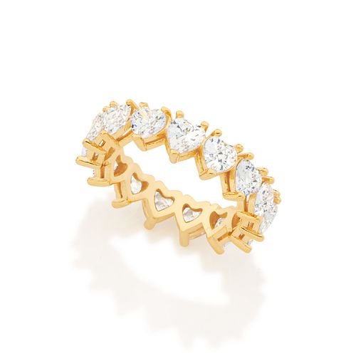 ANEL APARADOR CORAÇÕES BANHADO A OURO 18K