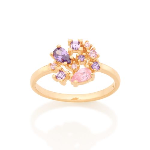 ANEL BANHADO A OURO 18K COM ZIRCÔNIAS