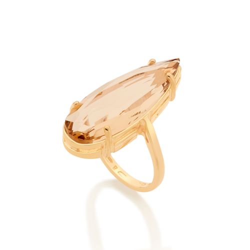 ANEL BANHADO A OURO 18K COM CRISTAL GOTA