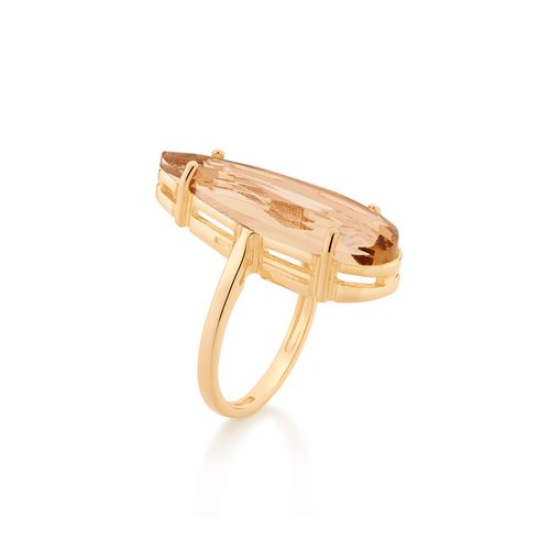 ANEL BANHADO A OURO 18K COM CRISTAL GOTA