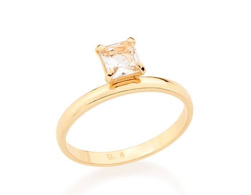 ANEL SOLITÁRIO INFANTIL BANHADO A OURO 18K COM CRISTAL