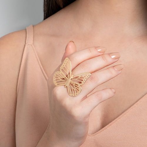 MAXI ANEL BORBOLETA BANHADO A OURO 18K