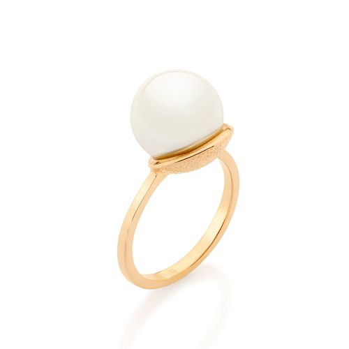 ANEL BANHADO A OURO 18K COM PÉROLA