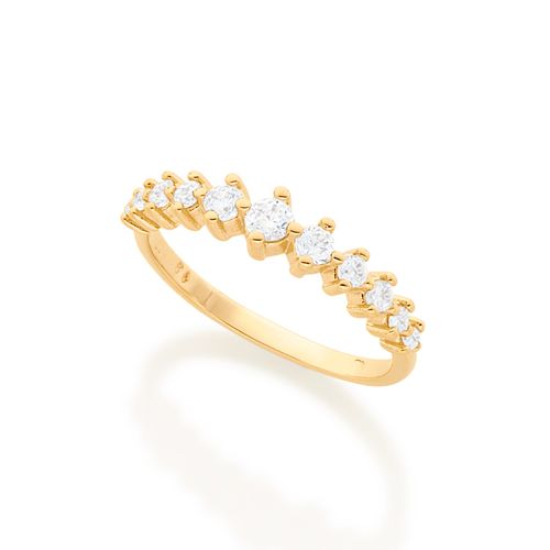 MEIA ALIANÇA BANHADA  A OURO 18K COM ZIRCÔNIAS