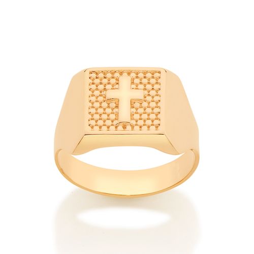 ANEL INFANTIL BANHADO A OURO 18K COM CRUZ