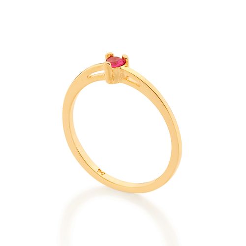 ANEL SOLITÁRO CORAÇÃO BANHADO A OURO 18K