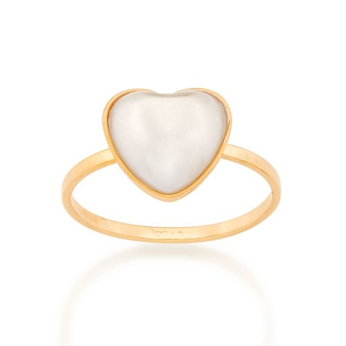 ANEL CORAÇÃO BANHADO A OURO 18K COM PÉROLA