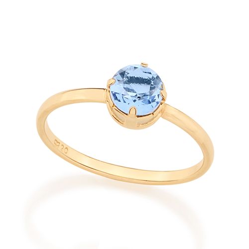 ANEL SOLITÁRIO BANHADO A OURO 18K COM CRISTAL