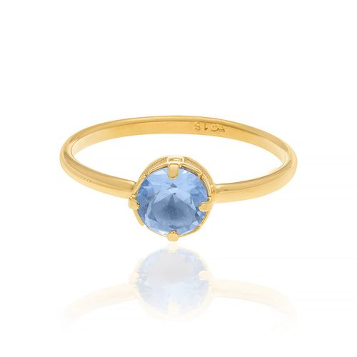 ANEL SOLITÁRIO BANHADO A OURO 18K COM CRISTAL