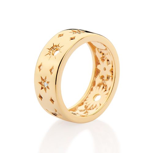 ANEL CELESTIAL BANHADO A OURO 18K COM ZIRCÔNIAS