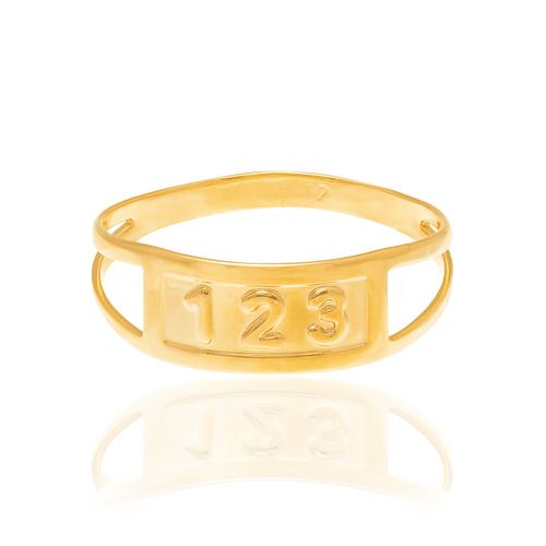 ANEL INFANTIL BANHADO A OURO 18K COM NÚMEROS 1,2 E 3