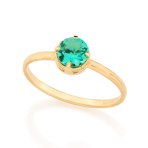 ANEL SOLITÁRIO BANHADO A OURO 18K COM CRISTAL