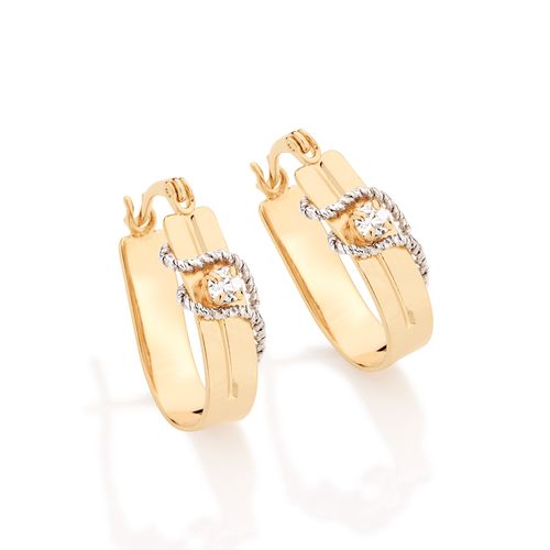 BRINCO BANHADO A OURO 18K ARGOLA COM CRISTAIS