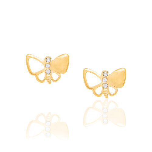 BRINCO BORBOLETA BANHADO A OURO 18K