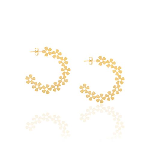 BRINCO BANHADO A OURO 18K MEIA ARGOLA FLORIDA