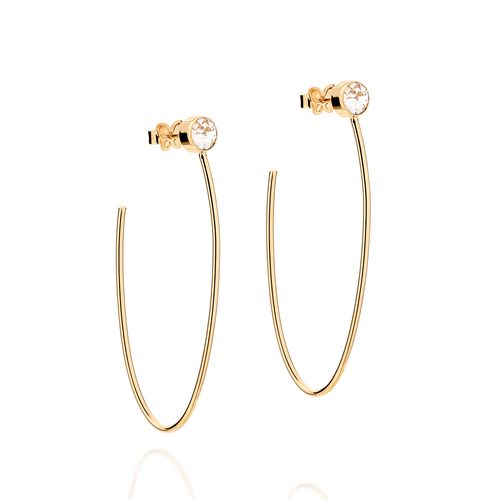 BRINCO BANHADO A OURO 18K ARGOLA COM CRISTAIS