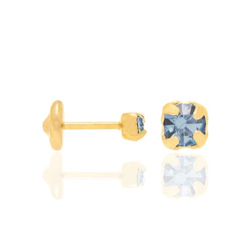 BRINCO SOLITÁRIO INFANTIL BANHADO A OURO 18K  COM CRISTAIS