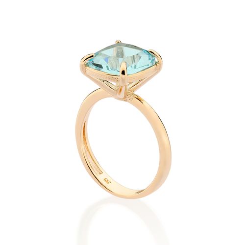 ANEL SOLITÁRIO BANHADO A OURO 18K COM CRISTAL