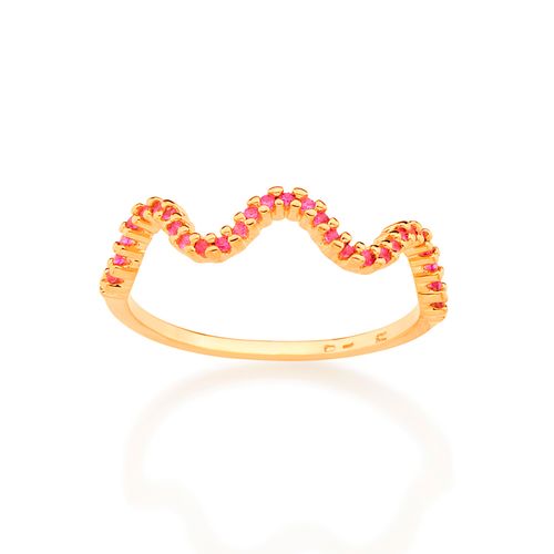ANEL ONDAS BANHADO A OURO 18K COM ZIRCÔNIAS