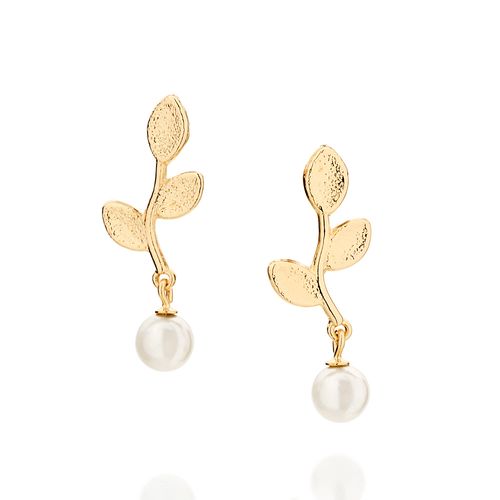 BRINCO BANHADO A OURO 18K COM PÉROLAS SINTÉTICAS
