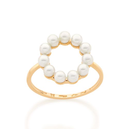 ANEL BANHADO A OURO 18K COM PÉROLAS SINTÉTICAS