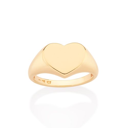 ANEL CORAÇÃO BANHADO A OURO 18K