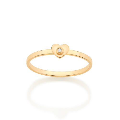 ANEL SKINNY RING BANHADO A OURO 18K COM CORAÇÃO