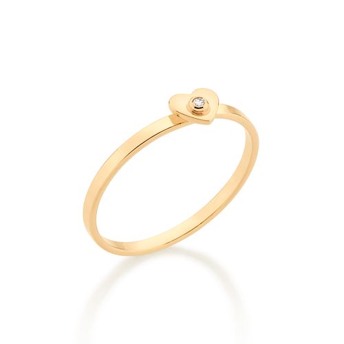 ANEL SKINNY RING BANHADO A OURO 18K COM CORAÇÃO