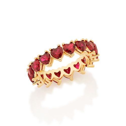 ANEL APARADOR CORAÇÕES BANHADO A OURO 18K