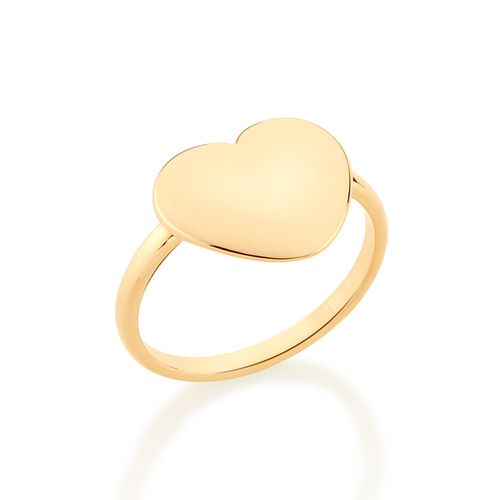 ANEL CORAÇÃO BANHADO A OURO 18K