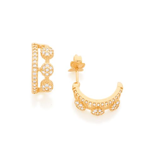 BRINCO BANHADO A OURO 18K ARO DUPLO COM ZIRCÔNIAS