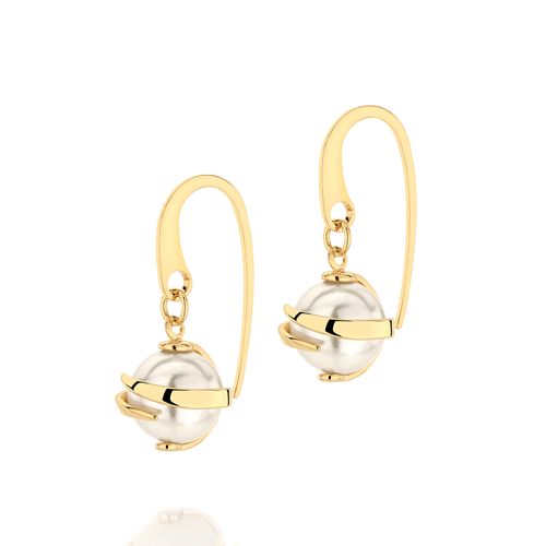 BRINCO BANHADO A OURO 18K COM PÉROLAS SINTÉTICAS