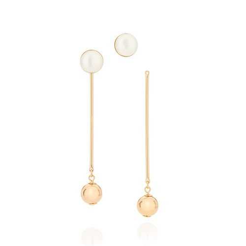 BRINCO BANHADO A OURO 18K COM PÉROLA SINTÉTICA