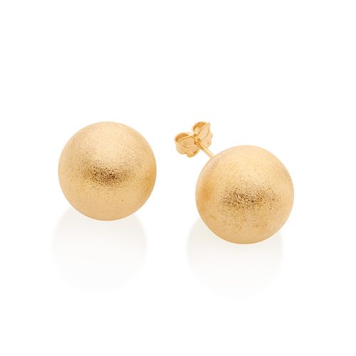 BRINCO BANHADO A OURO 18K BOLA FOSCA