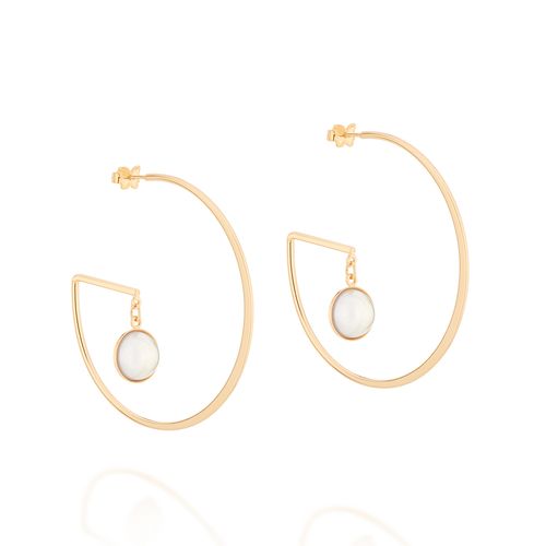 BRINCO BANHADO A OURO 18K MEIA ARGOLA COM PÉROLAS SINTÉTICAS