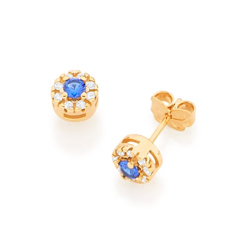 BRINCO BANHADO A OURO 18K REDONDO COM ZIRCÔNIAS