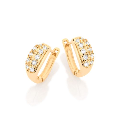 BRINCO BANHADO A OURO 18K ARGOLA COM ZIRCÔNIAS