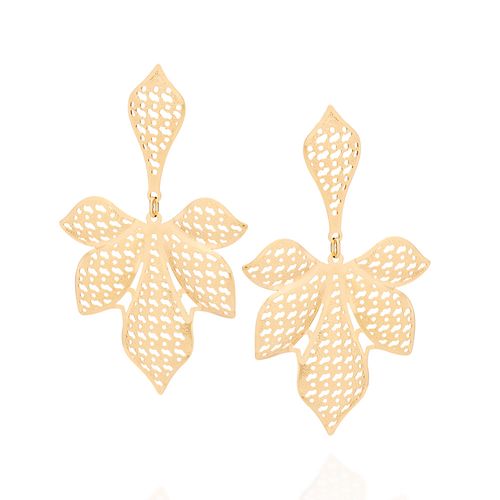 BRINCO BANHADO A OURO 18K FOLHA