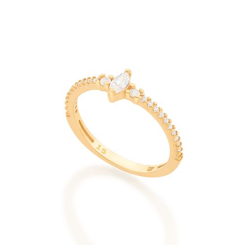 ANEL SKINNY RING BANHADO A OURO 18K COM ZIRCÔNIAS