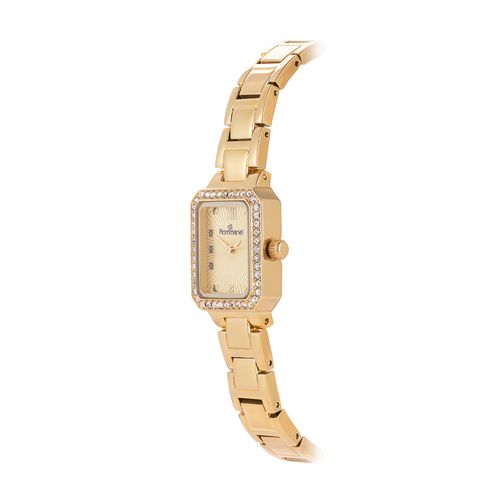 RELÓGIO ANÁLOGICO SOCIAL DOURADO COM CRISTAIS