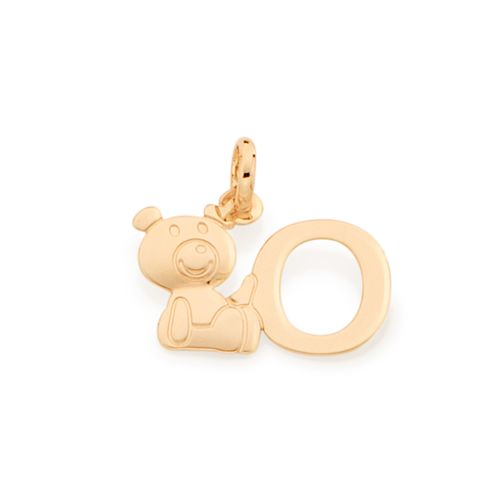 PINGENTE URSO E LETRA BANHADO A OURO 18K-LETRA O