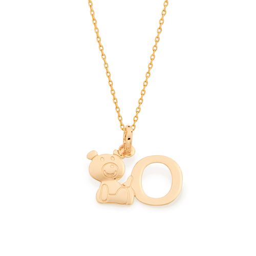 PINGENTE URSO E LETRA BANHADO A OURO 18K-LETRA O