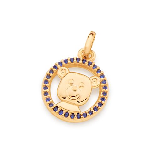 PINGENTE URSO BANHADO A OURO 18K COM ZIRCÔNIAS