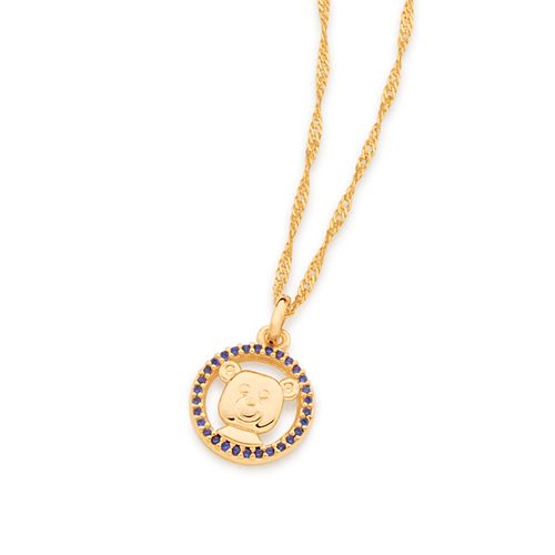 PINGENTE URSO BANHADO A OURO 18K COM ZIRCÔNIAS