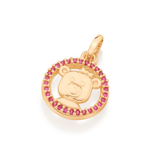PINGENTE URSA DE LAÇO BANHADO A OURO 18K COM ZIRCÔNIAS