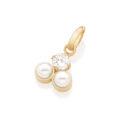 PINGENTE INFANTIL BANHADO A OURO 18K COM ZIRCÔNIAS E PÉROLAS